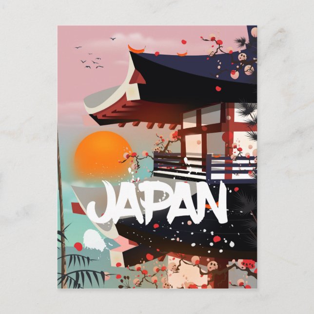 Japan Byggnad solnedgång affisch Vykort (Framsida)