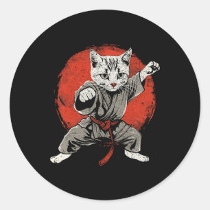 Japan Cat Martial Arts Karate Ukiyo-e Taekwondo Ji Runt Klistermärke