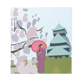 Japan Cherry Blommar Geisha Kimono Anteckningsblock