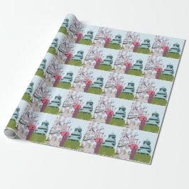 Japan Cherry Blommar Geisha Kimono Presentpapper