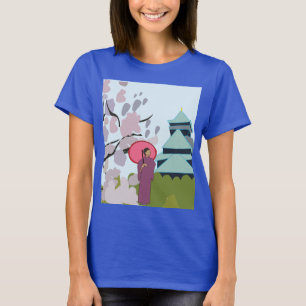 Japan Cherry Blommar Geisha Kimono T Shirt