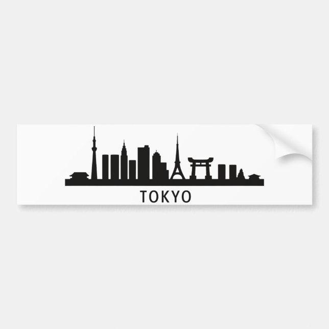Japan Cityscape Travel | Tokyo Skyline Silhouette Bildekal (Framsidan)
