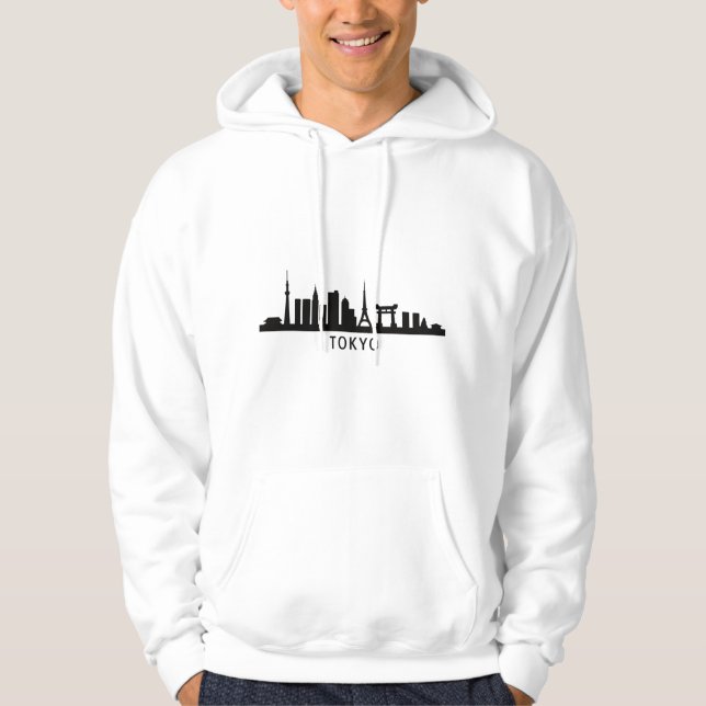 Japan Cityscape Travel | Tokyo Skyline Silhouette Hoodie (Framsida)
