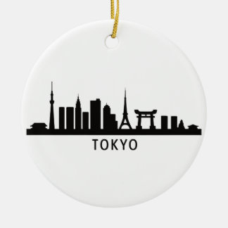 Japan Cityscape Travel | Tokyo Skyline Silhouette Julgransprydnad Keramik