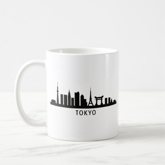 Japan Cityscape Travel | Tokyo Skyline Silhouette Kaffemugg (Vänster)