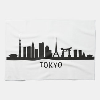 Japan Cityscape Travel | Tokyo Skyline Silhouette Kökshandduk