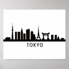 Japan Cityscape Travel | Tokyo Skyline Silhouette Poster