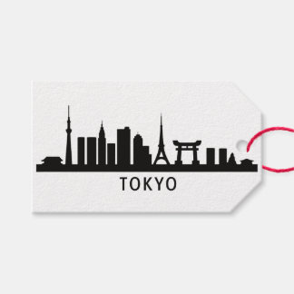 Japan Cityscape Travel | Tokyo Skyline Silhouette Presentetikett