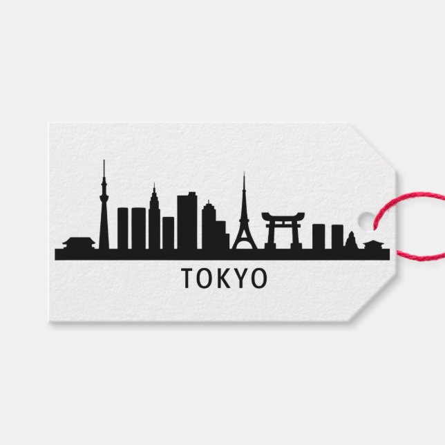 Japan Cityscape Travel | Tokyo Skyline Silhouette Presentetikett (Framsidan (Horisontell))