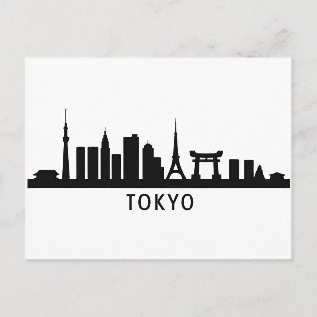 Japan Cityscape Travel | Tokyo Skyline Silhouette Vykort (Framsida)