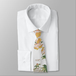 Japan Crane Bird Peony Flower Blommars Tie Slips