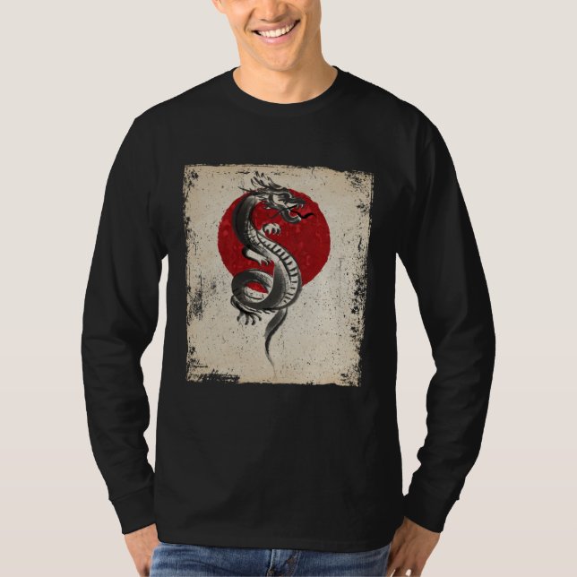 Japan dragon artwork Japanese Retro T Shirt (Framsida)