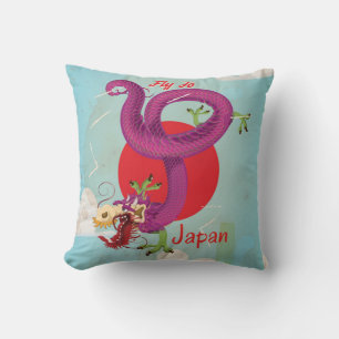 Japan Dragon Vintage resor Poster Kudde