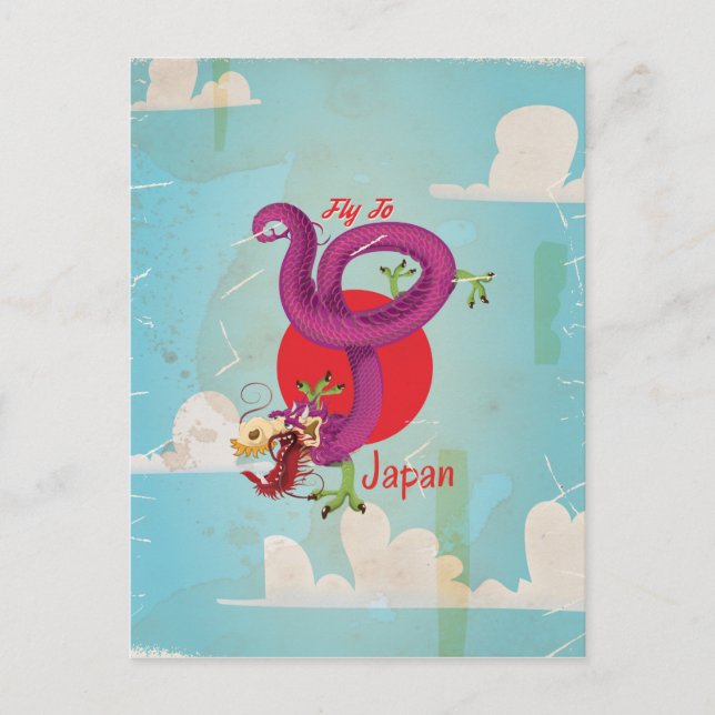 Japan Dragon Vintage resor Poster Vykort (Framsida)