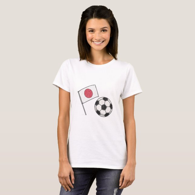 Japan flag and crayon-style soccer ball t shirt (Hel framsida)