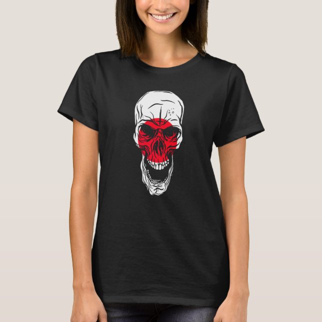 Japan Flag Colours Skull T Shirt (Framsida)