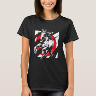Japan Flag Häst Ridning Equestrian Sport Sadel T Shirt