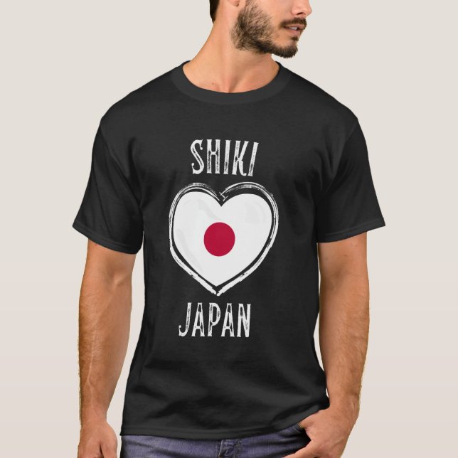 Japan Flag Heart Shiki City T Shirt (Framsida)