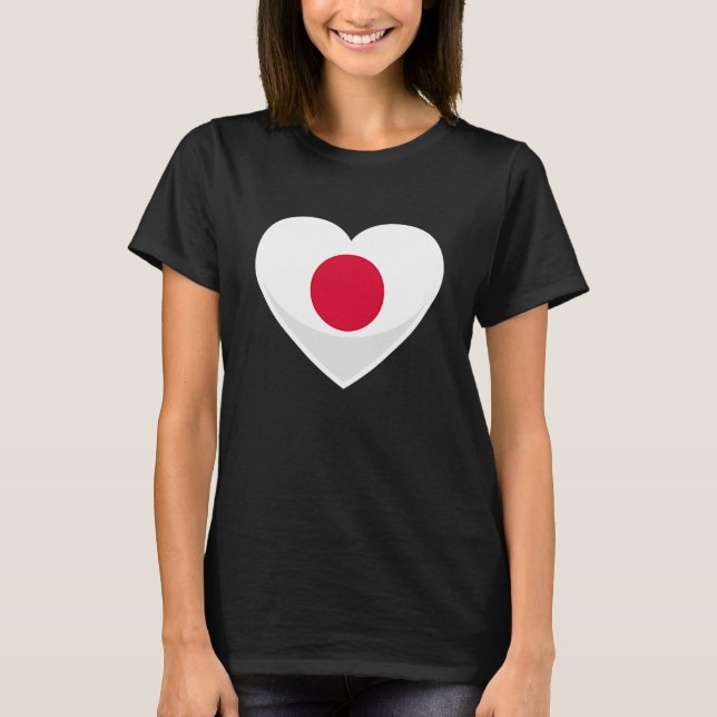 Japan Flag Pocket Heart T Shirt (Framsida)