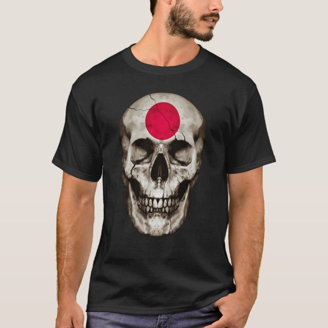 Japan Flag Skull Japanese Roots Proud Patriotic T Shirt (Framsida)