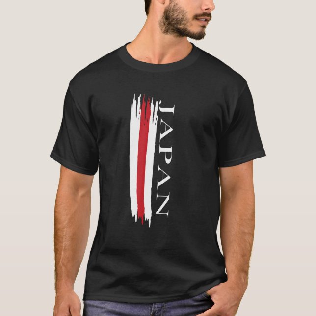 Japan Flagga Färg Rand T Shirt (Framsida)