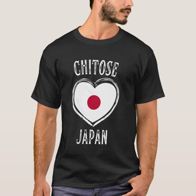 Japan Flagga Hjärta Chitose Stad T Shirt (Framsida)