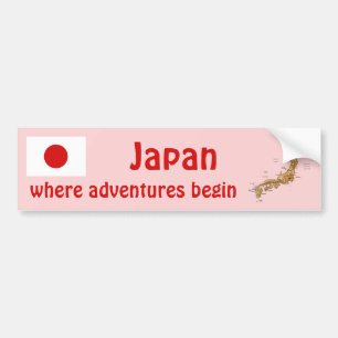 Japan Flagga + Karta Bildäckslapp Bildekal