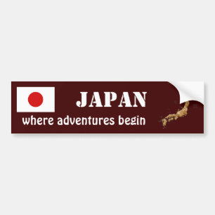 Japan flagga + Kartabildekal Bildekal