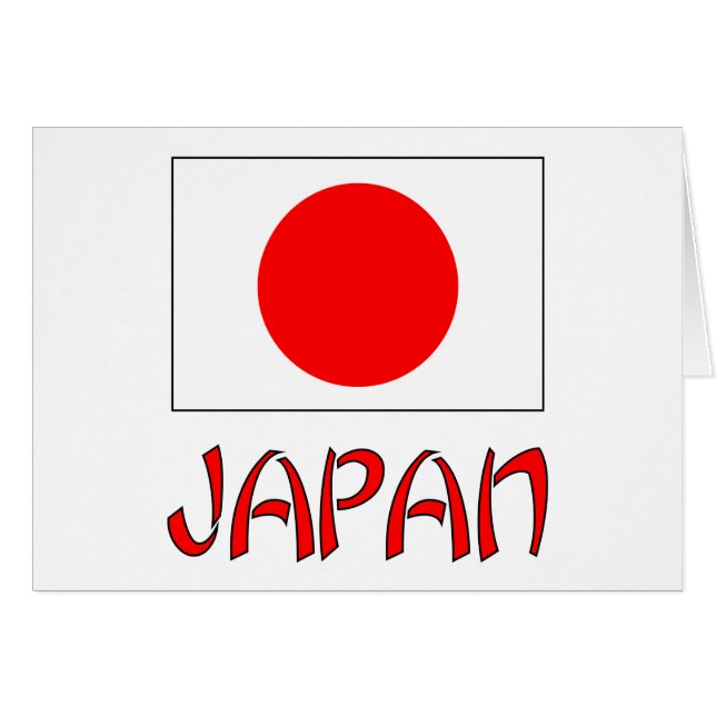 Japan Flagga & Ord Rött Hälsningskort (Framsidan Horizontal)