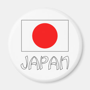 Japan Flagga & Ord Vit Magnet