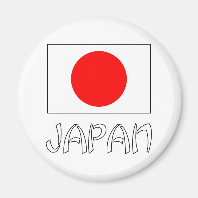 Japan Flagga & Ord Vit Magnet (Framsidan)