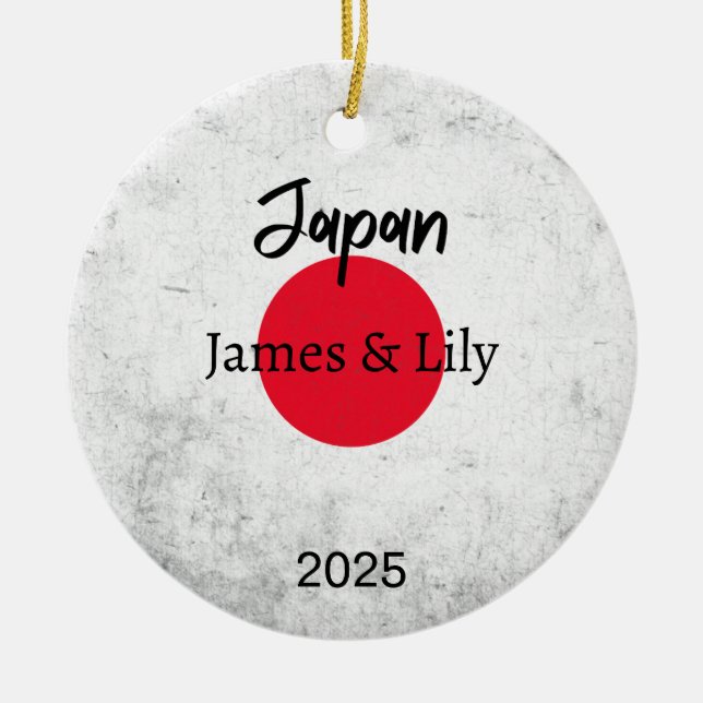 Japan Flagga Ornament, Personlig Japan Julgransprydnad Keramik (Framsidan)