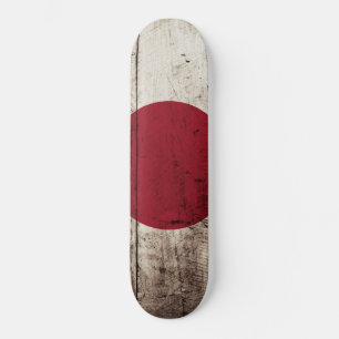 Japan flagga på gammalt Wood korn Mini Skateboard Bräda 18,5 Cm