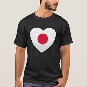 Japan Flagga Pocket Heart T Shirt