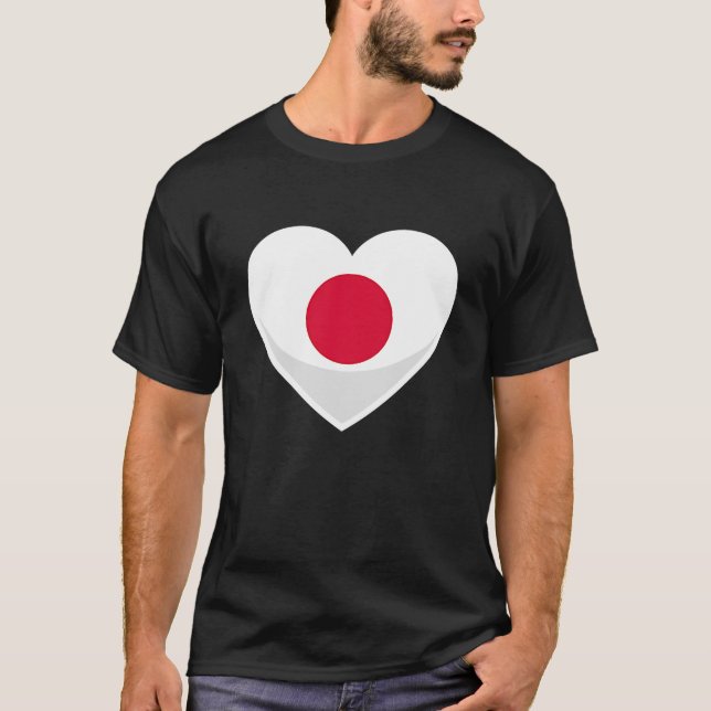 Japan Flagga Pocket Heart T Shirt (Framsida)