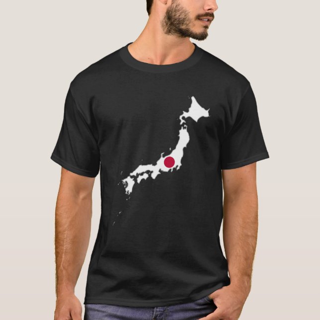 Japan flagga vid karta t shirt (Framsida)