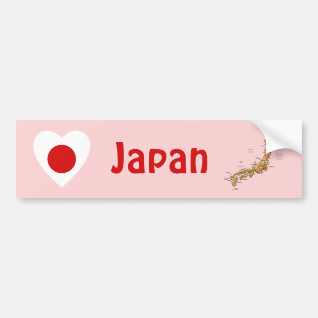 Japan flaggahjärta + Kartabildekal Bildekal (Framsidan)