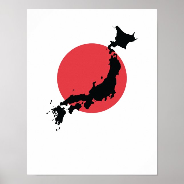 Japan Flagge Kartenumriss Poster (Framsidan)