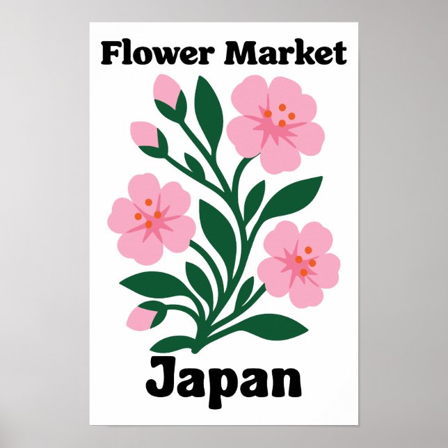Japan Flower Market Rosa Körsbärsblom Poster (Framsidan)