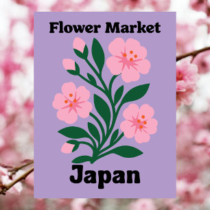 Japan Flower Market Rosa Körsbärsblomning Vykort