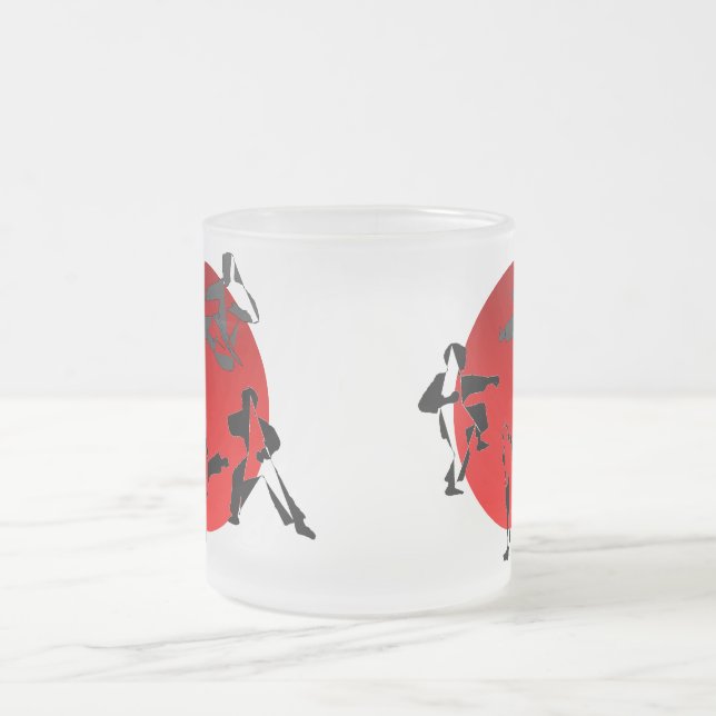 japan för muggkaratekampsportar röd måne frostad glasmugg (Center)