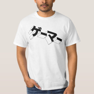 Japan GAMER Shirt -"GE-MORSA" Katakana Video Games T
