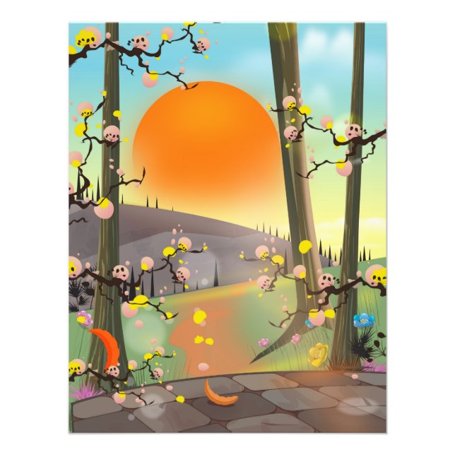 Japan Garden under solnedgången Fototryck (Framsidan)