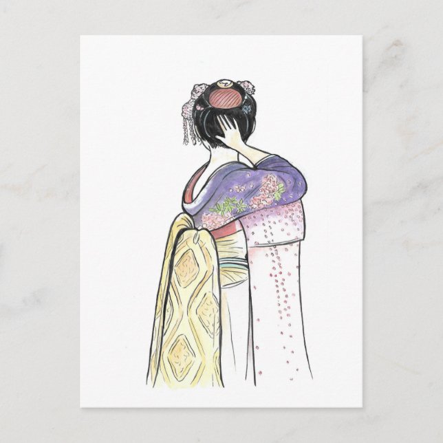 Japan Geisha Postcard Art Vykort (Framsida)