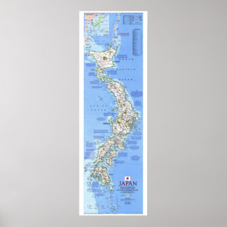 "Japan: Geografisk KARTA för medborgare från 1984… Poster