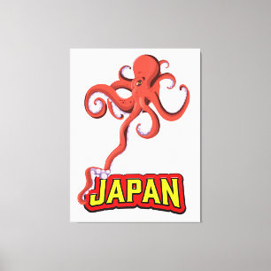 Japan Giant Squid tecknad Canvastryck