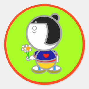 JAPAN GIRL Sticker Runt Klistermärke