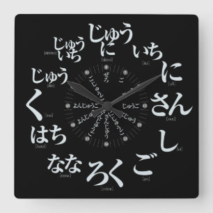 Japan Hiragana stil [svarta ansikte] Fyrkantig Klocka