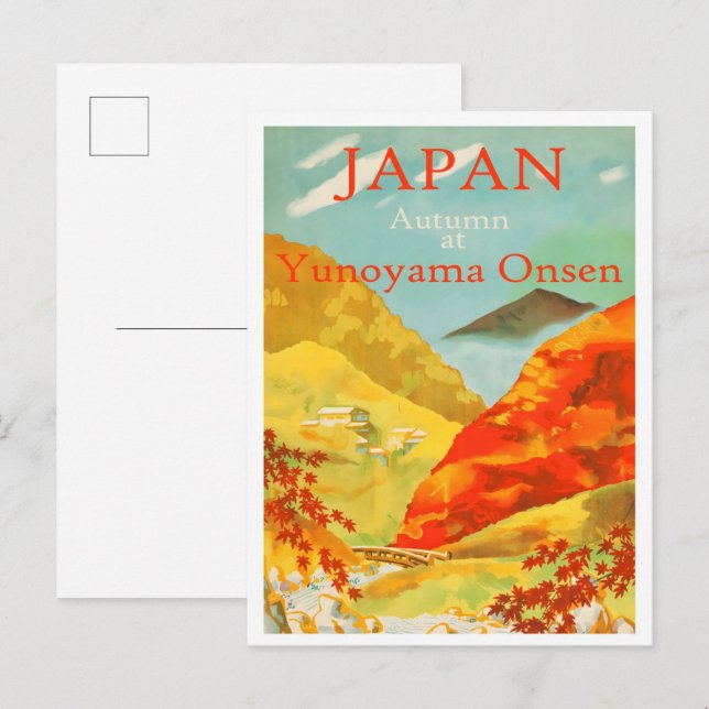 Japan Höst på Yunoyama Onsen Resa Vykort (Fram/baksida)