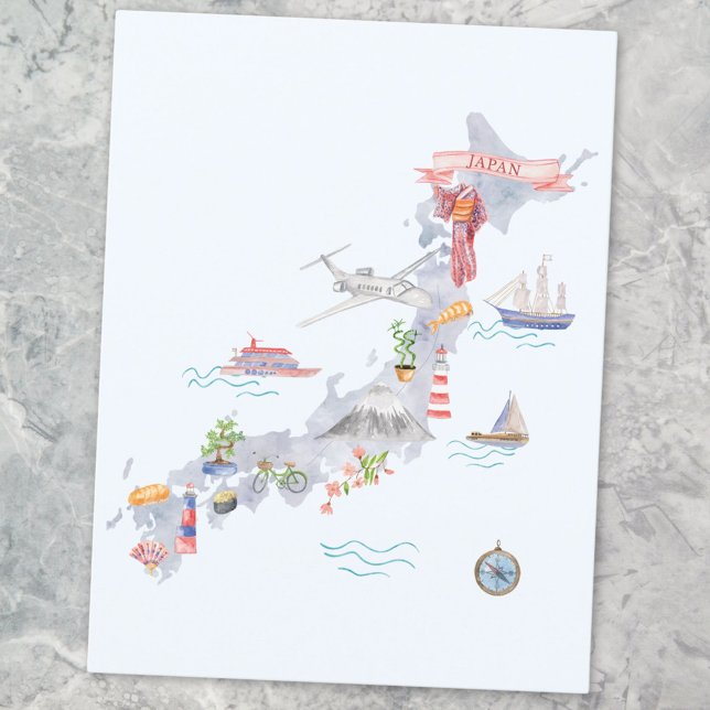 Japan Illustrated Karta Vykort (Close up)